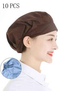 1pc-Nhiều chiếc mũ làm việc thoáng khí, mũ đầu bếp nhà hàng, mũ vệ sinh thực phẩm phục vụ, mũ chống bụi cho tiệm bánh, màu trơn - A - Xem 20