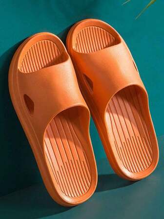 全新时尚百搭休闲柔软简约橙色光泽静音厚底防滑防臭 EVA 材质男士一脚蹬家居拖鞋，四季皆宜