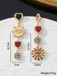 1 par de pendientes elegantes de latón con diseño geométrico vintage, apropiados para uso diario