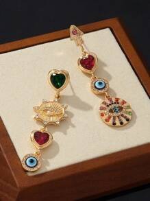 1 par de pendientes elegantes de latón con diseño geométrico vintage, apropiados para uso diario