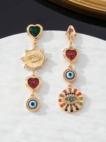 1 par de pendientes elegantes de latón con diseño geométrico vintage, apropiados para uso diario