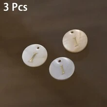 3 Peças Pingente Redondo de Concha de 15mm, 26 Peças Contas com Letra de Furo Único, Padrão de Alfabeto de A a Z, Para Fazer Colar, Pulseira, Artesanato de Joias