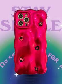 Y2K Cute Heart Star Phone Case Compatible With IPhone 16 Pro Max 15 Pro Max 14 Pro 13 Pro 12 11 Shockproof Back Cover Girl Gift - Hot Pink - View 1