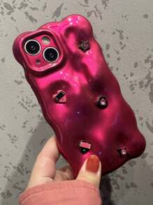 Y2K Cute Heart Star Phone Case Compatible With IPhone 16 Pro Max 15 Pro Max 14 Pro 13 Pro 12 11 Shockproof Back Cover Girl Gift - Hot Pink - View 2