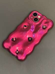 Y2K Cute Heart Star Phone Case Compatible With IPhone 16 Pro Max 15 Pro Max 14 Pro 13 Pro 12 11 Shockproof Back Cover Girl Gift - Hot Pink - View 5