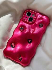 Y2K Cute Heart Star Phone Case Compatible With IPhone 16 Pro Max 15 Pro Max 14 Pro 13 Pro 12 11 Shockproof Back Cover Girl Gift - Hot Pink - View 3