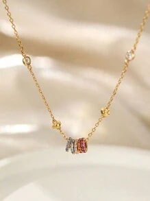 1 件时尚 925 彩虹圈项链，带幸运珠，适合女士珠宝派对礼物订婚婚礼永恒承诺项链精美珠宝