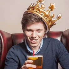 3pcs Inflatable Crown Hat, Festival Party, Stage Show Crown Prop, Inflatable Birthday Crown - Yellow - View 2