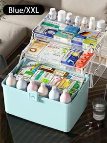 1件大容量家庭医药柜 三层隔间医药柜 家用便携式急救箱 防潮防尘 圆形便携手柄 适用于药盒药瓶等 适用于卧室客厅宿舍 - 彩色 - 查看 15