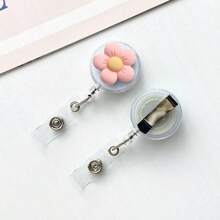 3D 5-Petal Flower Nurse Badge Reel, Retractable Badge Reel ID Holder, Suitable As Gift For Nurses, Doctors, Medical Staff, Hospital Office Workers
