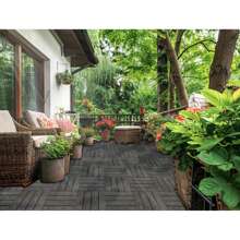 Wood Plastic Composite Deck Tiles Set Of 20, 12x12in Dark Grey, Durable And Weather-Resistant For Indoor And Outdoor Use, Ideal For Patios, Balconies, Rooftops, And Decks, Easy DIY Installation And Maintenance