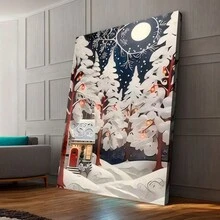 Framed Room Decor Winter Canvas Print  Christmas Snowy Forest Scene Wall Art For Home, Office, And Classroom Decor, Ideal For Birthday, Mother'S Day, New Year, Easter, Gifts