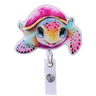 Cute Big Eye Sea Turtle Badge Reel, Retractable, Ideal For Nurses, Doctors, Medical Staff And Nursing Students | Adorable Sea Turtle Pediatric Nurse Badge With Crocodile Clip And 24-Inch Nylon Retractable Cord | Acrylic,School Supplies,Back To School