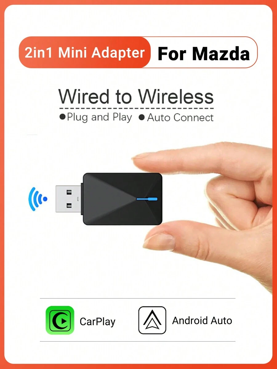 Acodo Adaptador 2 en 1 de Car Play y Android Auto para ir de conexión con cable a inalámbrico, con luces RGB, enchufar y usar, conexión automática, compatible con actualización OTA