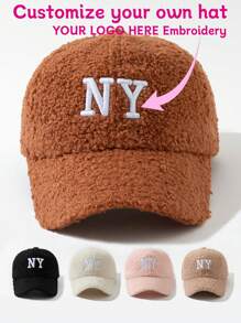 1pc Customizable Embroidered Letter Teddy Plush Baseball Cap, Choose Font And Color, Unisex Autumn/Winter Warm Teddy Plush Baseball Cap, Stylish Personalized Hat, Good Gift For Valentine's Day, Birthday, Holiday Party, Anniversary, Best Friend, Mom/Dad, Her/Him, Girlfriend/Boyfriend/Friend - Baseball Cap - View 8