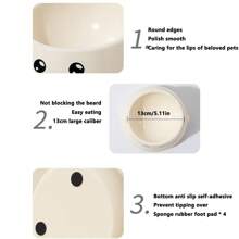 1pc Fashionable Duck Pattern Pet Bowl - High Foot Anti Slip - Protects Pet Neck Neck, Suitable For Cats And Dogs - Diagonal Opening For Convenient Cat/Dog Food Consumption, Making Cat Eating More Ritualistic, Pet Feeder - Cat Bowl/Dog Bowl
