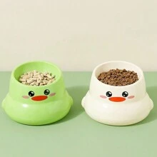 1pc Fashionable Duck Pattern Pet Bowl - High Foot Anti Slip - Protects Pet Neck Neck, Suitable For Cats And Dogs - Diagonal Opening For Convenient Cat/Dog Food Consumption, Making Cat Eating More Ritualistic, Pet Feeder - Cat Bowl/Dog Bowl