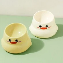 1pc Fashionable Duck Pattern Pet Bowl - High Foot Anti Slip - Protects Pet Neck Neck, Suitable For Cats And Dogs - Diagonal Opening For Convenient Cat/Dog Food Consumption, Making Cat Eating More Ritualistic, Pet Feeder - Cat Bowl/Dog Bowl