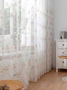 1 tấm rèm voan thêu hoa, rèm ren hoa cổ điển cho phòng khách, phòng ngủ, ban công. - Nhiều màu - Xem 1