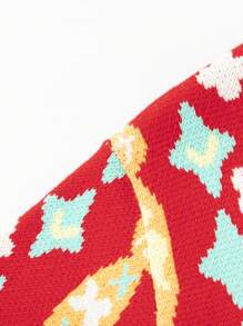 Balabala Baby Knit Sweater, Infant Pullover, 2025 Spring New Year Style - Red and Green - View 7