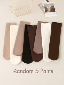 5双儿童袜子秋冬黑色雪地袜防寒保暖万能黑色袜子可搭配日常出游适合12-16岁 - 彩色 - 查看 1