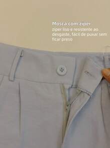 ISADORA MODA WOMEN'S LINEN BERMUDA SHORTS WITH POCKETS, ELEGANCE AND - Baby Blue - View 2