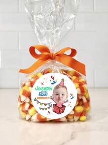 54-540 piezas Pegatinas de agradecimiento personalizadas, Etiquetas redondas personalizadas, Pegatinas de cumpleaños personalizadas, Pegatinas de caja de regalo personalizables, Pegatinas para niños, Niño - Versión de texto de foto - Ver 5