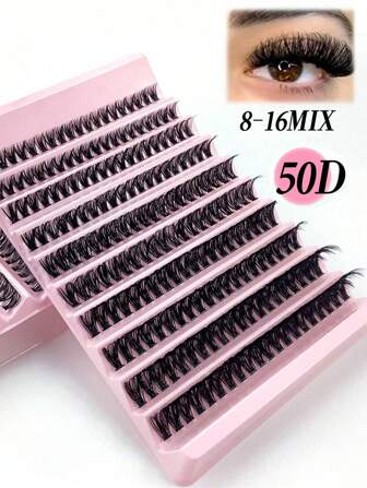 200pcs DIY Thin Cluster Eyelash Kit, Eyelash Extension Set, 8-16mm Mixed Thick Eyelash Cluster, 50D D Curl Single Eyelashes, Eyelash Cluster Set, Thick Eyelash Extension Kit, Eye Lash Glue And Sealer, Eyelash Tweezers, Eyelash Brush, Suitable For Beginner Eyelash Extension Lash Clusters Kit,Lashes,Eyelashes,Fake Lashes