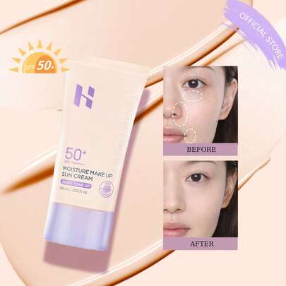 HOLIKA HOLIKA Krem z filtrem SPF50+ PA++++ | Nawilżający i rozświetlający | Delikatny morelowy kolor, przyjazny dla skóry || Stwórz transparentną i promienną cerę | 60 ml (2,02 uncji płynu) | Koreańskie kosmetyki