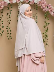 1 pièce Khimar pour femme de couleur unie, élastique et stretch, facile à porter, écharpe pour le cou, hijab. Doux et soyeux, respirant, convient pour le port quotidien et les sorties, léger sous la casquette, Saint-Valentin