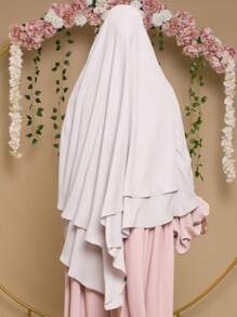 1 pièce Khimar pour femme de couleur unie, élastique et stretch, facile à porter, écharpe pour le cou, hijab. Doux et soyeux, respirant, convient pour le port quotidien et les sorties, léger sous la casquette, Saint-Valentin