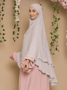 1 pièce Khimar pour femme de couleur unie, élastique et stretch, facile à porter, écharpe pour le cou, hijab. Doux et soyeux, respirant, convient pour le port quotidien et les sorties, léger sous la casquette, Saint-Valentin