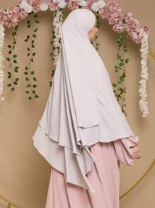 1 pièce Khimar pour femme de couleur unie, élastique et stretch, facile à porter, écharpe pour le cou, hijab. Doux et soyeux, respirant, convient pour le port quotidien et les sorties, léger sous la casquette, Saint-Valentin