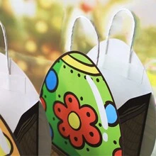 3 件随机颜色复活节创意双面可爱蛋形纸绳手柄礼品袋复活节复活节装饰品复活节装饰复活节礼物复活节袋子