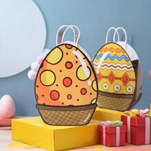 3 件随机颜色复活节创意双面可爱蛋形纸绳手柄礼品袋复活节复活节装饰品复活节装饰复活节礼物复活节袋子