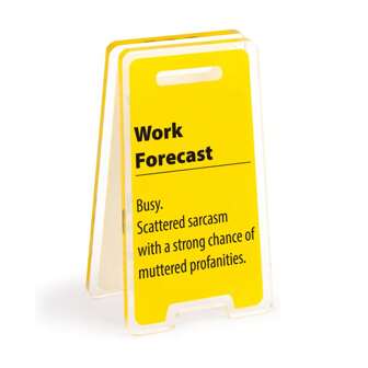 Acrylic Desk Sign "Work Forecast. Busy. Scattered Sarcasm With A Strong Chance Of Muttered Profanities." - Humorous Office Decor, Unisex Gift For Coworkers, Versatile Room Decor Back To School