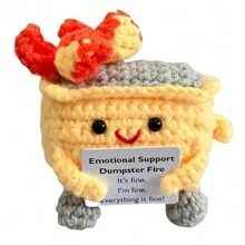 Creative Crochet Plush Gift, Cute Mini Desktop Decor, Comes With Positive Card, Room Decoration, Suitable As Encouragement Gift For Friends And Colleagues, Christmas And Halloween Gift