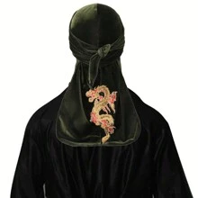 1 chiếc khăn Bandana đuôi dài nhung đính sequins dành cho cả nam và nữ, mũ cướp biển nhẹ thoáng khí có miếng vá thêu hình rồng, mũ trùm đầu Durag có thể điều chỉnh cho nhạc Hip Hop, khiêu vũ đường phố - nhiều màu - Xem 10