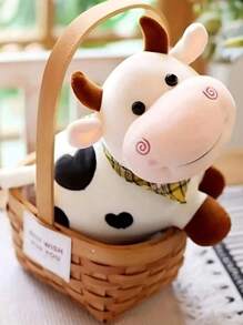 1pc Cute Cartoon Cow Plush Doll Doll, Soft Animal Cow Plush Doll, Home Decor, Birthday Gift, Christmas Gift, Cute Cow Decor Doll, Toss Doll, Birthday Holiday Gift, Party, Party Surprise, Halloween, Carnival Decor - White - View 3