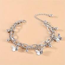 1pc Fashionable Two-Layer Butterfly Beach Bracelet For Women