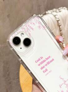 Minimalist Slogan Element Fashion 1pc Religious Solid Color Line Leaf God Slogan Pattern Soft Phone Case Compatible With IPhone 11/12/13/14/15 Pro Max Waterproof Shockproof Anti-Fall Scratch Resistant Anniversary Gift - Multicolor - View 4
