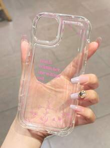 Minimalist Slogan Element Fashion 1pc Religious Solid Color Line Leaf God Slogan Pattern Soft Phone Case Compatible With IPhone 11/12/13/14/15 Pro Max Waterproof Shockproof Anti-Fall Scratch Resistant Anniversary Gift - Multicolor - View 2