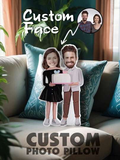 1pc Custom Face Pillow For Couple Personalized Stuffed Pillows With Pictures For Couple Valentine's Day, Mother's Day, Birthdays, Anniversaries, Graduation, Weddings For Couple, Father's Day, Christmas Gift For Her/Him, Ideal For Mom Dad Friend Husband Wife Girlfriend Boyfriend