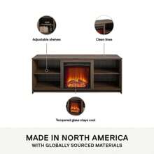 Mainstays Fireplace TV Stand For TVs Up To 65", Black Oak