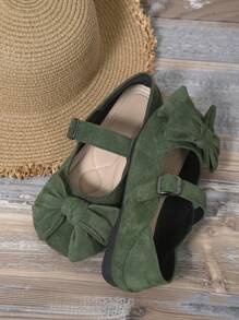 New Black Bow Decor Classic Beijing Cloth Shoes, Mothers Comfortable Flat Casual Slip-On Shoes For Work, Shopping Valentines