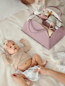 1 件手工编织尿布收纳袋，优雅的婴儿洗礼储物袋，适合新生男孩或女孩，坚固的婴儿尿布储物篮，适合婴儿车、婴儿床、尿布更换台，多功能育儿室储物袋，婴儿洗礼礼物 - 彩色 - 查看 8