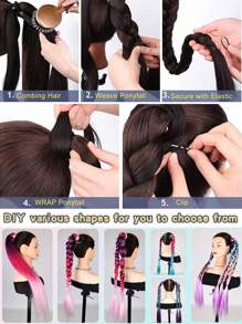 Synthetic Giant Braided Hair Ombre Color Big Braid One-Piece Diy26-Inch Extended Giant Gradient Big Braid High-Temperature Heat-Resistant Fiber Braid Is Suitable For Halloween, Christmas, Parties, New Year, Role-Playing. - Multicolor - View 10