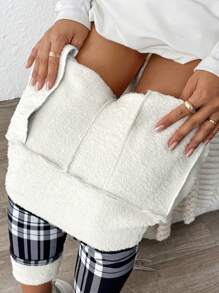 Thick Sherpa Fleece Printed Leggings Women, Winter Warm High Waist One-Piece Pocket Leggings For Outer Wear - Multicolor - View 6