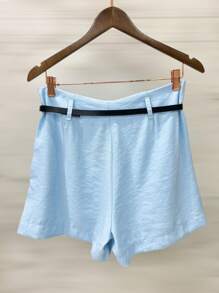 Marrant Shorts With Belt And Pocket High Waist - 淺藍色 - 查看 2