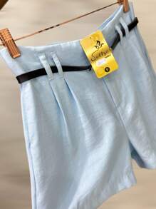 Marrant Shorts With Belt And Pocket High Waist - 淺藍色 - 查看 4